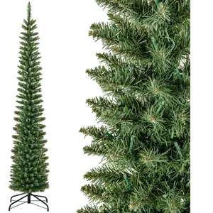 Costway arbre artificiel 213 cm, 499 branches, 200 lumières led, vert pas cher