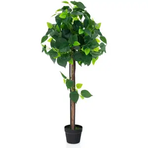 Costway arbre artificiel d'hortensia de 114 cm, faux arbre en soie en ... pas cher