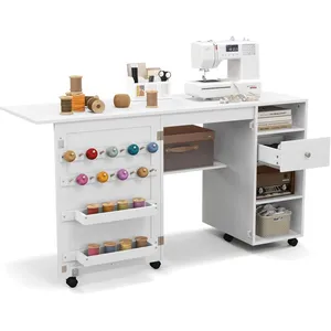 Costway - Table de Couture Pliante, Meuble Machine à Coudre avec 4 Com... pas cher