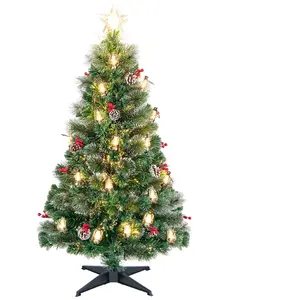 Sapin de Noël LED Artificiel 150cm COSTWAY-49 Lumière Blanc Chaud,8 Modes d'Éclairage-Fibre Optique-Etoile ,Lampes à Pétrole-PVC pas cher