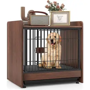 Comparateur de prix : COSTWAY Cage pour Chien 2 en 1 de Petite et Moyenne Taille, Plateau Am...