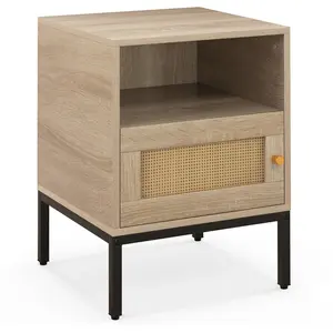 Table de Chevet avec Rangement COSTWAY-Compartiment Ouverte-Armoire à ... pas cher