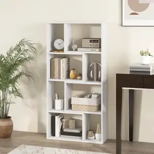 Comparateur de prix : COSTWAY Bibliothèque Géométrique à 4 Niveaux, H 120 cm, Etagères Ouver...