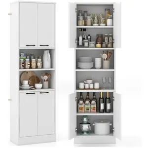 Comparateur de prix : Buffet De Cuisine De 190 Cm De Haut - Costway - Portes Et Etagères - C...