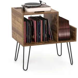 Meuble Rangement de Tourne-disque COSTWAY, 2 Prises Secteur et de 2 US... pas cher