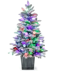 Sapin de Noël Artificiel LED Pré-éclairé 100cm COSTWAY-80 Lumières Lum... pas cher