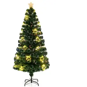 Sapin de Noël Artificiel 180CM COSTWAY-Fibre Optique-36 Lumières Guirl... pas cher