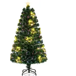 Sapin de Noël Artificiel 150CM COSTWAY-Fibre Optique-24 Lumières Guirl... pas cher