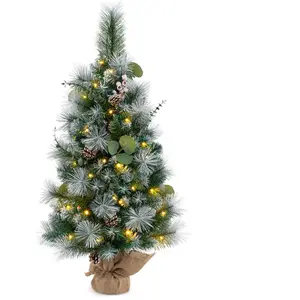 COSTWAY Mini Sapin de Noël Artificiel Pré-éclairé 90cm, 30 Lumières LE... pas cher