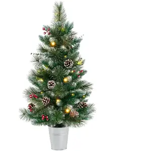 CostwayMini Sapin de Noël Artificiel Pré-éclairé 90 cm avec 81 Aiguill... pas cher
