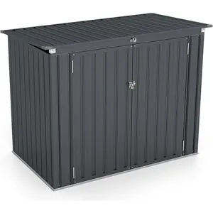 Goplus - Abri de Jardin en Metal avec Portes - Cabane à Outils(1,72m²,sans base,Gris - Toit plat) pas cher