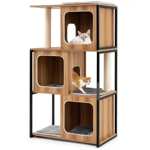 Comparateur de prix : Arbre à Chat Multi-niveaux 133 cm COSTWAY, Cadre en Métal, Griffoirs, ...