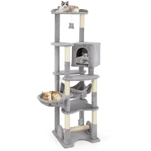 Arbre à Chat Multi-niveaux 176 CM COSTWAY, Perchoir Supérieur, Condo, ... pas cher