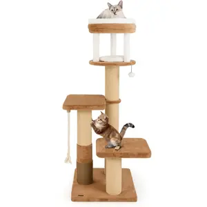 Comparateur de prix : Arbre à Chat Multi-niveaux 164 cm COSTWAY, Poteaux à Griffer, Perchoir, Lit pour Chat Amovible, Plateformes de Saut, Corde en Sisal