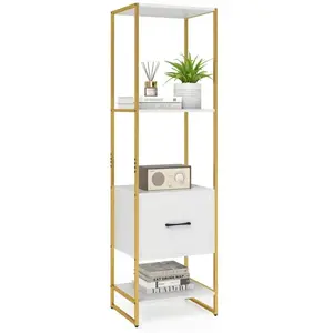 Comparateur de prix : Costway Meuble Étagère À 5 Niveaux Avec Tiroir, Kits Anti-Basculement ...