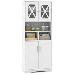 Costway Colonne Salle De Bain Avec 4 Portes, 3 Compartiments Ouvertes,...