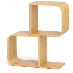 Comparateur de prix : Costway Bibliothèque À 2 Niveaux, Forme De S, Etagère D'angle Géométri...