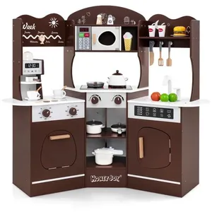 Costway Cuisine De Jeu D'angle En Bois Pour Enfants 3 Ans+, 18 Accesso...Vendu parcostway