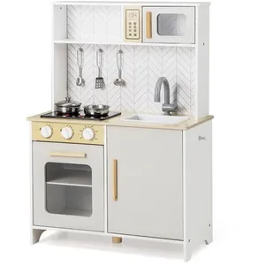 Comparateur de prix : Costway Cuisine De Jeu Pour Enfants En Bois Avec Lumières & Sons, Micr...