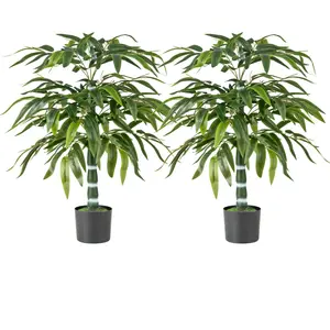 COSTWAY Lot de 2 Arbres Artificiels en Bambou de 100 cm, avec Pot en P...Vendu parcostway