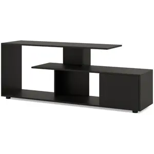 Costway 55" Meuble Tv À 3 Niveaux, 1 Porte Et Étagère Ouverte, Centre ...
