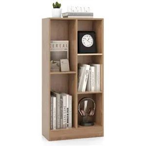 Comparateur de prix : Bibliothèque à 3 Niveaux COSTWAY-50 x 24 x 1035 CM-5 Cases Ouverts de Rangement-Kit Anti-Basculement-Capacit Max 90 KG-Naturel