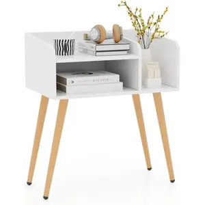 COSTWAY Table de Chevet avec 3 Compartiments ouverts, Table d'Appoint ... pas cher