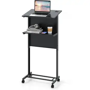 COSTWAY Bureau Debout Roulant Réglable en Hauteur à 3 Positions 108,5-... pas cher