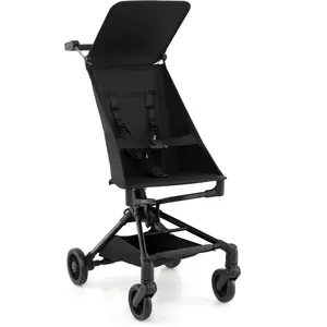 Costway Poussette Canne Pliable Bébé Avec Canopy Ajustable & Siège Hamac, Panier Inférieur & Roues Tout-Terrain En Eva, Noir