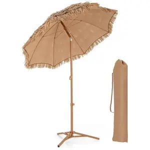 COSTWAY Parasol de Plage Hawaïen Inclinable 200xH218cm en Chaume PP a... pas cher