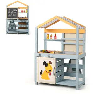 CostwayCuisine de Boue 2 en 1 en Bois Cuisine de Jeu Extérieure et Mag... pas cher