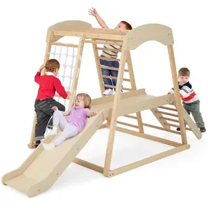 GOPLUS 6 en 1 Escalade Enfant, Aire de Jeux avec Portique, Toboggan, C...Vendu parcdiscount
