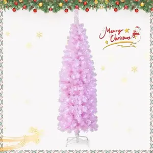 RELAX4LIFE Sapin de Noël 180 cm avec Lumières, Arbre de Noël Rose, Déc... pas cher
