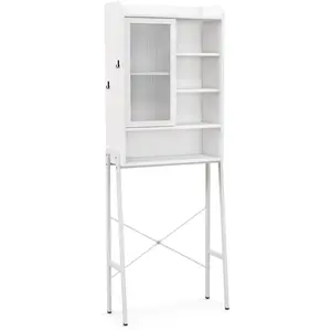 COSTWAY Meuble WC Au-dessus de Toilettes avec Porte Vitrée Coulissante... pas cher