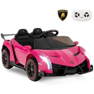 Comparateur de prix : COSTWAY Lamborghini Voiture Électrique 12V/7 Ah pour Enfants, Télécommande 2.4 G, Portes Hydrauliques, LED, klaxon, MP3, USB, 3-8 Ans, Rose
