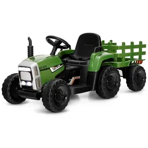 Comparateur de prix : COSTWAY 12V Tracteur Électrique Enfants à 6 Pneus - Pelle, Remorque Amovible, LED, Musique - Télécommande 2,4G, 3-8km/h, Vert Foncé