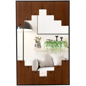 COSTWAY Miroir Mural Rectangulaire -95x60CM -Cadre en Métal, Rivet en ... pas cher