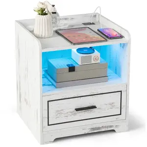 CostwayTable de Chevet Led Intelligente Port Usb Couleurs de Lumière e... pas cher