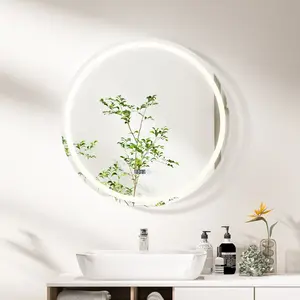 COSTWAY Ø 80 cm Miroir de Salle de Bain - LED et Antibuée, 3 Couleurs(... pas cher
