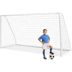 COSTWAY But de Football 365x120x182 cm-Cadre en PVC-Filet PE Imperméab...