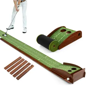 Comparateur de prix : Tapis de Putting Golf Enroulant COSTWAY 303cm-Retour Automatique-3 Bal...
