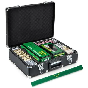 COSTWAY – Mallette De Poker Avec 500 Jetons, 2 Jeux De Cartes, 5 Dés, Bouton Dealer, Tapis Velours – Boîtier Aluminium Pour Texas Holdem