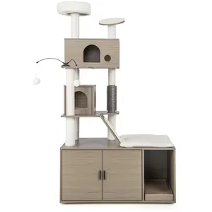 COSTWAY Arbre à Chat 173CM - Maison de Toilette pour Chat à 2 Porte - ...Vendu parcostway