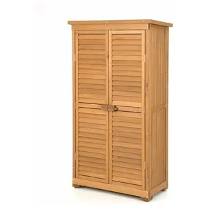 GOPLUS Abris de Jardin en Bois de Sapin-Armoire Intermpéable avec Port...Vendu parcdiscount