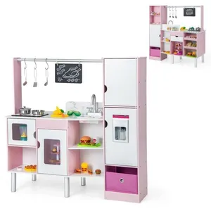 Cuisine Enfants 3 Ans + - Costway - 2 En 1 Cuisine Et Epicerie - 82 Accessoires pas cher