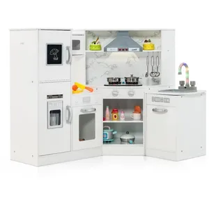 Cuisne Enfants d Angle - Costway -3 Ans+, en Bois,17 Accessoires, Sons... pas cher