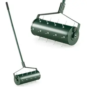 GOPLUS Scarificateur Manuel avec 27 Dents-Scarificateur à Main avec Tambour Lesté-Aérateur Métallique pour Gazo/Pelouse
