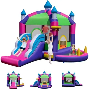 GOPLUS Château Gonflable Perse avec Toboggan pour 2-3 Enfants 3-8 Ans ... pas cher