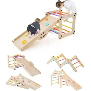Toboggan Enfant - GOPLUS - 7 en 1 Triangle Escalade Montessori en Bois...Vendu parcdiscount