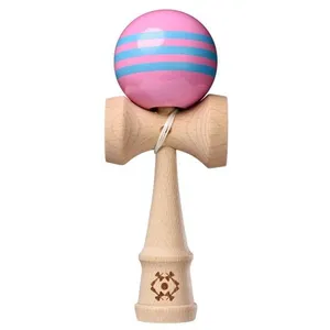 KENDAMA - Tribute Kendama - Rose avec 3 rayures Bleu ciel - Vernis pas cher